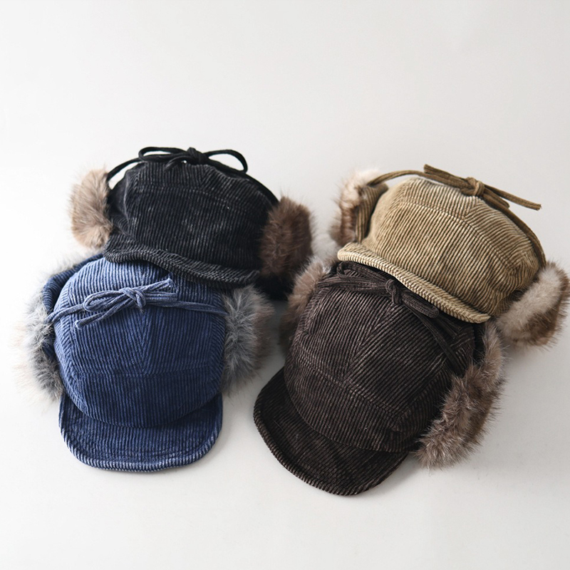 Corduroy Cap 5 Panel - Corduroy Trapper Bomber Hat 5 Panel