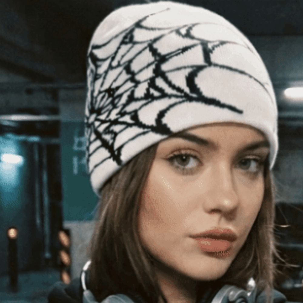 Hip-hop Soft Spider Web Patter - đánh giá và giá Beanie Cuffed Knit